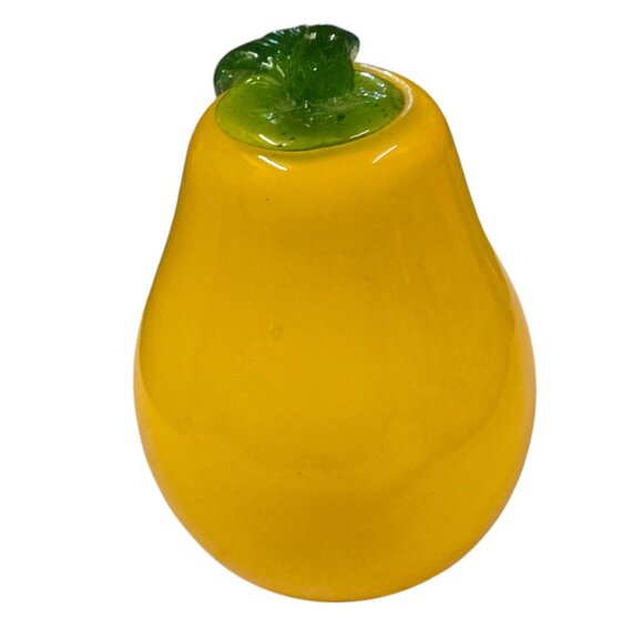 Glass Pear Handcrafted Yellow Green Fruit Figurine Sculpture 4 Inch - Picture 10 of 16